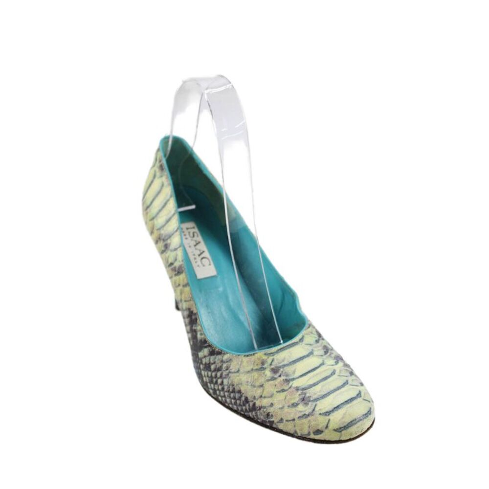 Isaac Womens Embossed Leather High Heels Pumps Shoes Blue Combo Size 7